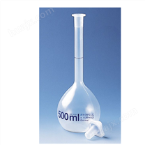 普兰德BRAND容量瓶, PMP材质，透明，250 ml，NS19/26，PP瓶塞36178