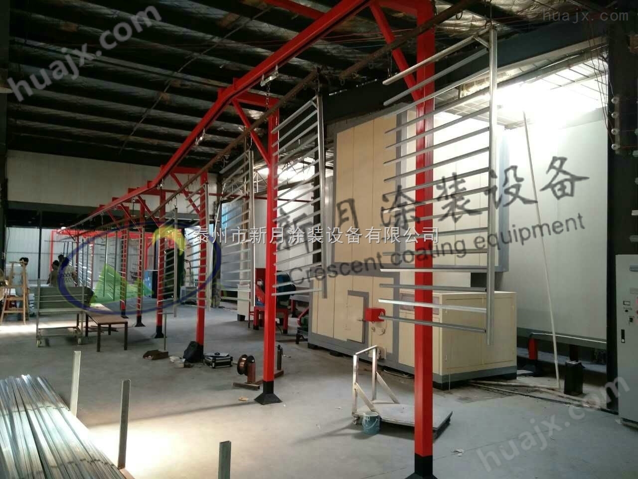 江苏新月护栏喷涂设备采用抗静电进口PP板粉房
